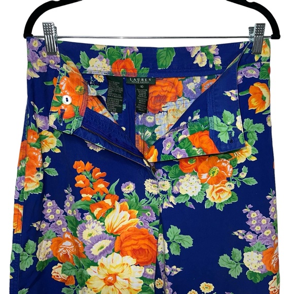 Ralph Lauren Lauren Floral Print Capri Pant wide leg Bright Size 10 - Picture 5 of 11